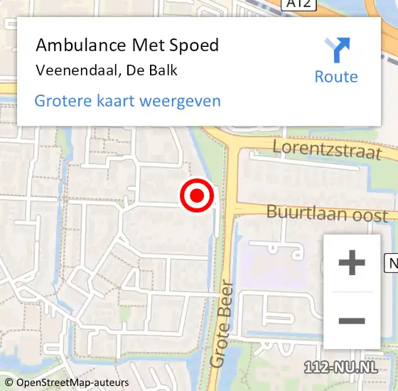 Locatie op kaart van de 112 melding: Ambulance Met Spoed Naar Veenendaal, De Balk op 2 september 2016 12:22