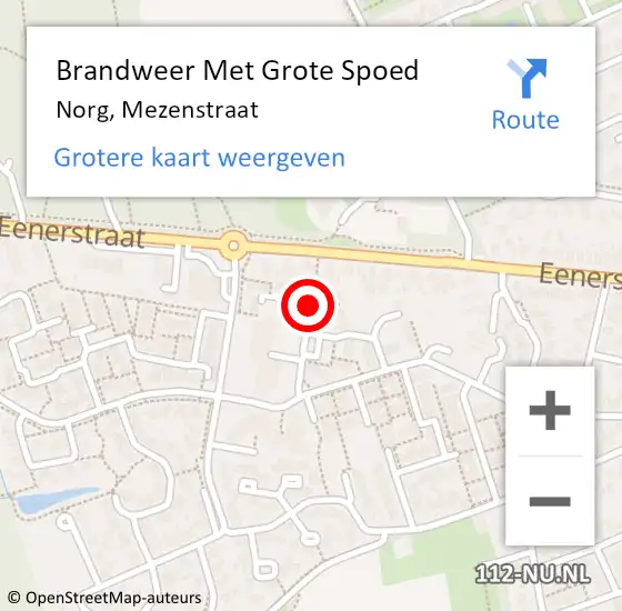 Locatie op kaart van de 112 melding: Brandweer Met Grote Spoed Naar Norg, Mezenstraat op 25 december 2013 21:44