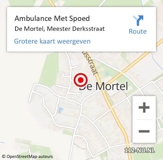 Locatie op kaart van de 112 melding: Ambulance Met Spoed Naar De Mortel, Meester Derksstraat op 2 september 2016 13:53