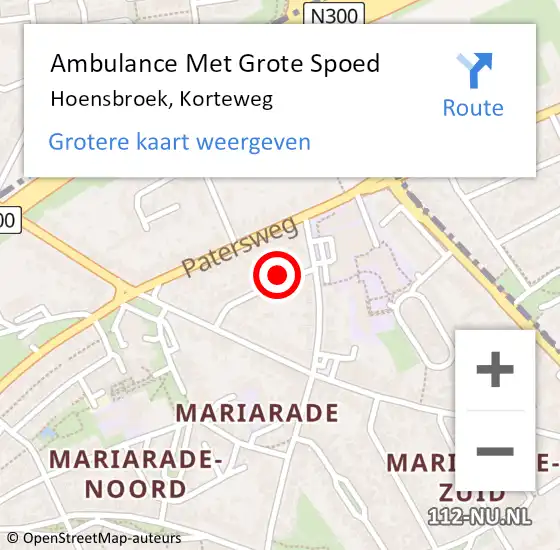 Locatie op kaart van de 112 melding: Ambulance Met Grote Spoed Naar Hoensbroek, Korteweg op 25 december 2013 21:57