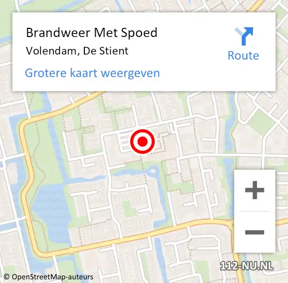 Locatie op kaart van de 112 melding: Brandweer Met Spoed Naar Volendam, De Stient op 2 september 2016 14:44