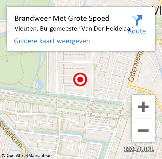 Locatie op kaart van de 112 melding: Brandweer Met Grote Spoed Naar Vleuten, Burgemeester Van Der Heidelaan op 2 september 2016 14:49