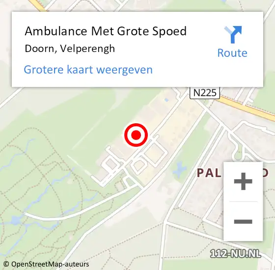 Locatie op kaart van de 112 melding: Ambulance Met Grote Spoed Naar Doorn, Velperengh op 2 september 2016 15:37