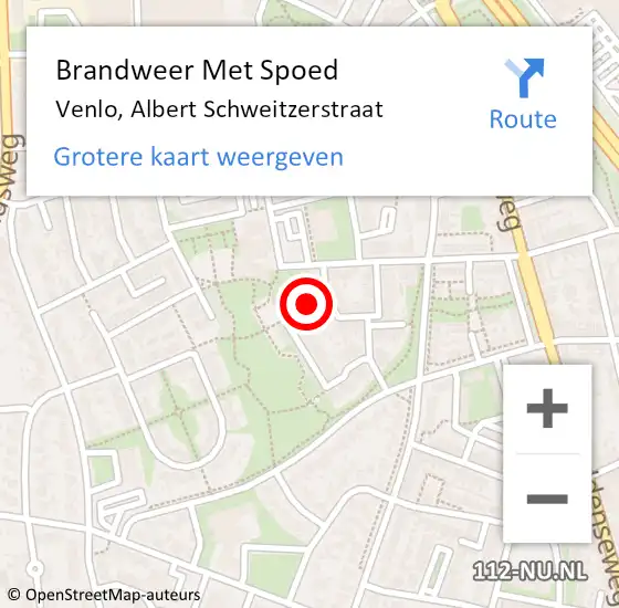 Locatie op kaart van de 112 melding: Brandweer Met Spoed Naar Venlo, Albert Schweitzerstraat op 2 september 2016 15:52