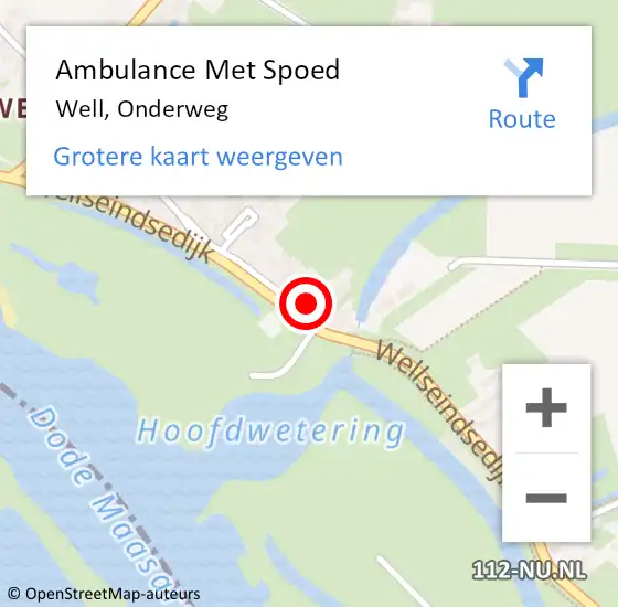 Locatie op kaart van de 112 melding: Ambulance Met Spoed Naar Well, Onderweg op 2 september 2016 16:11