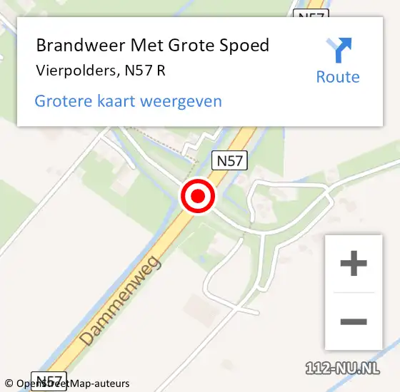 Locatie op kaart van de 112 melding: Brandweer Met Grote Spoed Naar Vierpolders, N57 R op 2 september 2016 16:57