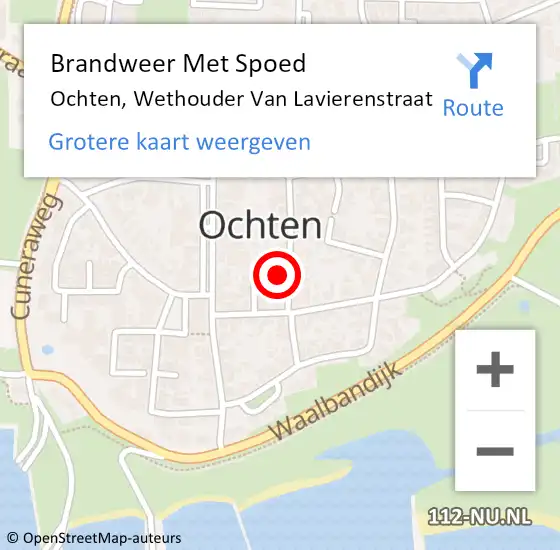 Locatie op kaart van de 112 melding: Brandweer Met Spoed Naar Ochten, Wethouder Van Lavierenstraat op 2 september 2016 17:46