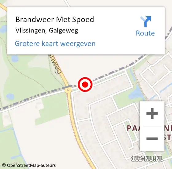 Locatie op kaart van de 112 melding: Brandweer Met Spoed Naar Vlissingen, Galgeweg op 2 september 2016 18:02