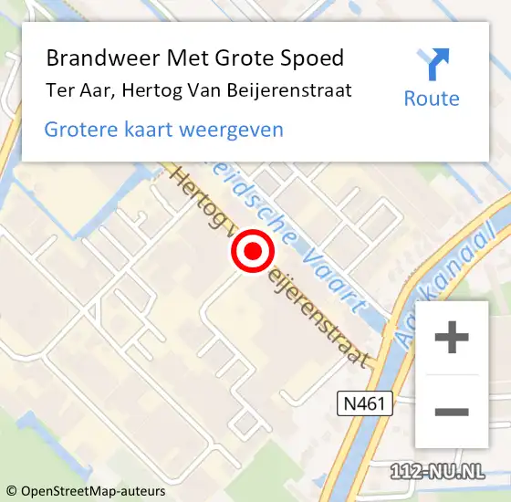 Locatie op kaart van de 112 melding: Brandweer Met Grote Spoed Naar Ter Aar, Hertog Van Beijerenstraat op 2 september 2016 18:30