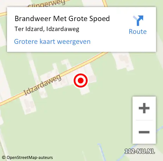 Locatie op kaart van de 112 melding: Brandweer Met Grote Spoed Naar Ter Idzard, Idzardaweg op 2 september 2016 18:36