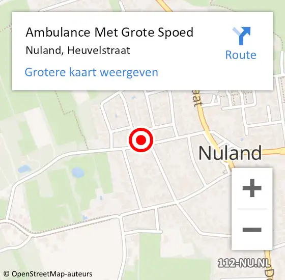 Locatie op kaart van de 112 melding: Ambulance Met Grote Spoed Naar Nuland, Heuvelstraat op 2 september 2016 20:47