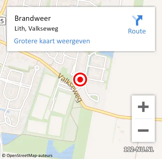 Locatie op kaart van de 112 melding: Brandweer Lith, Valkseweg op 2 september 2016 20:48