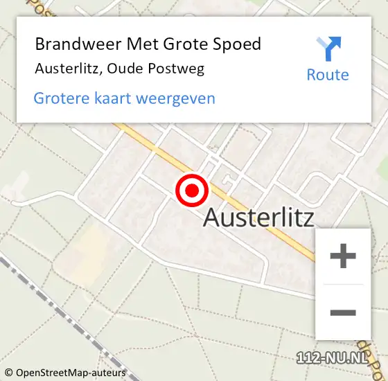 Locatie op kaart van de 112 melding: Brandweer Met Grote Spoed Naar Austerlitz, Oude Postweg op 2 september 2016 20:49