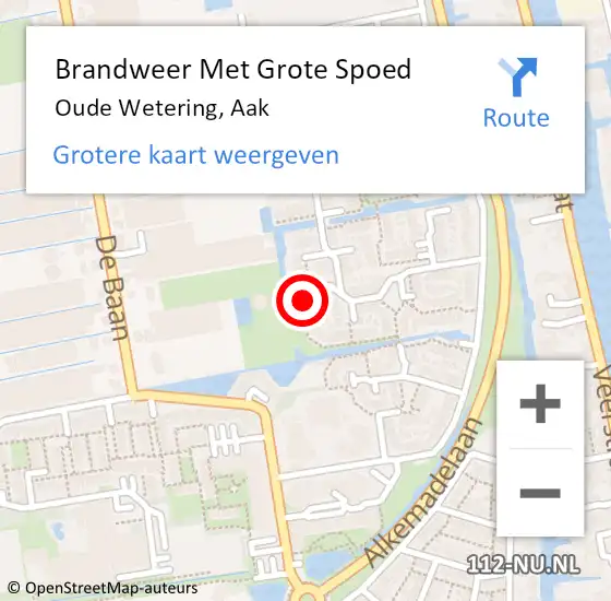 Locatie op kaart van de 112 melding: Brandweer Met Grote Spoed Naar Oude Wetering, Aak op 2 september 2016 21:00