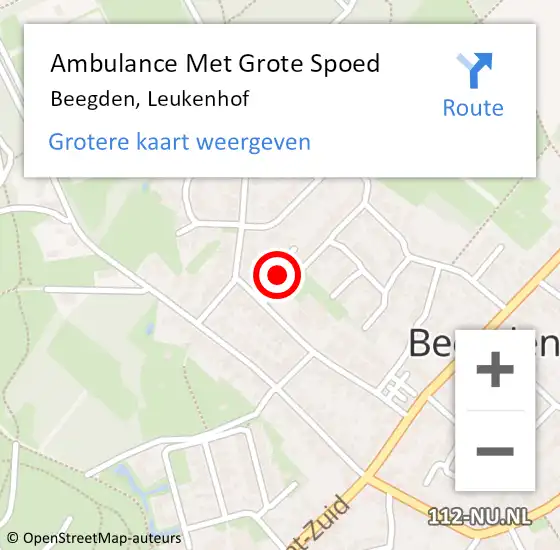 Locatie op kaart van de 112 melding: Ambulance Met Grote Spoed Naar Beegden, Leukenhof op 2 september 2016 21:19