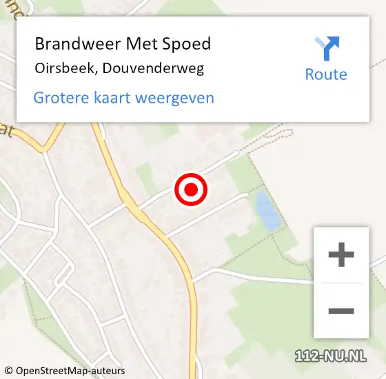 Locatie op kaart van de 112 melding: Brandweer Met Spoed Naar Oirsbeek, Douvenderweg op 2 september 2016 21:59