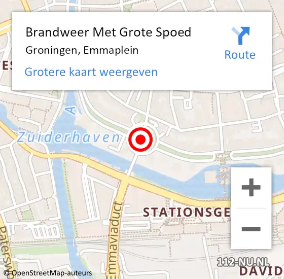 Locatie op kaart van de 112 melding: Brandweer Met Grote Spoed Naar Groningen, Emmaplein op 2 september 2016 23:19