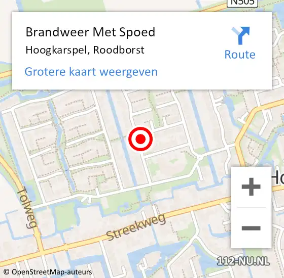 Locatie op kaart van de 112 melding: Brandweer Met Spoed Naar Hoogkarspel, Roodborst op 2 september 2016 23:19