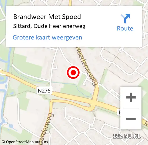 Locatie op kaart van de 112 melding: Brandweer Met Spoed Naar Sittard, Oude Heerlenerweg op 2 september 2016 23:48