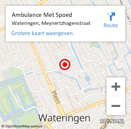 Locatie op kaart van de 112 melding: Ambulance Met Spoed Naar Wateringen, Meynertzhagenstraat op 3 september 2016 00:03