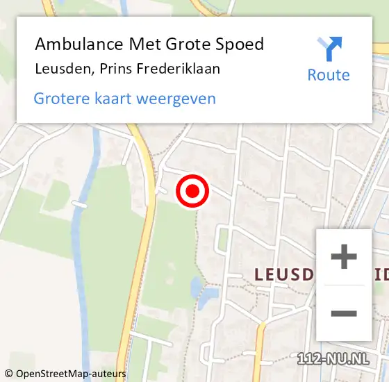 Locatie op kaart van de 112 melding: Ambulance Met Grote Spoed Naar Leusden, Prins Frederiklaan op 3 september 2016 00:42