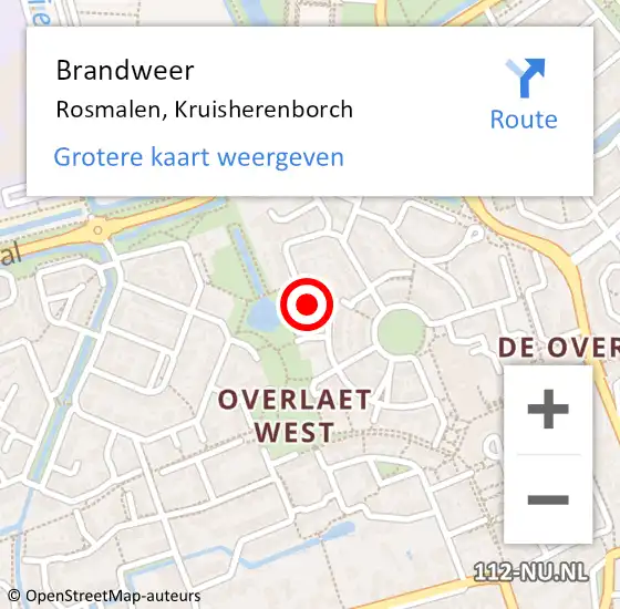 Locatie op kaart van de 112 melding: Brandweer Rosmalen, Kruisherenborch op 3 september 2016 01:26