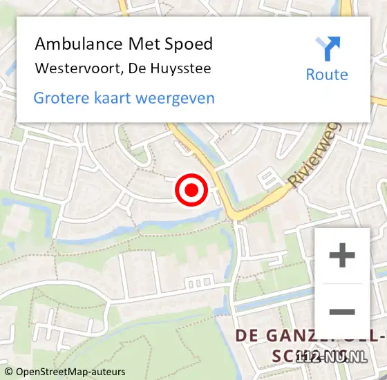 Locatie op kaart van de 112 melding: Ambulance Met Spoed Naar Westervoort, De Huysstee op 3 september 2016 03:17