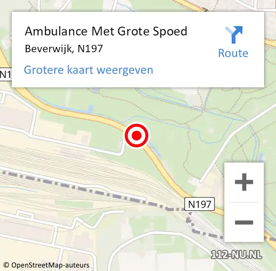 Locatie op kaart van de 112 melding: Ambulance Met Grote Spoed Naar Beverwijk, N197 op 3 september 2016 03:38