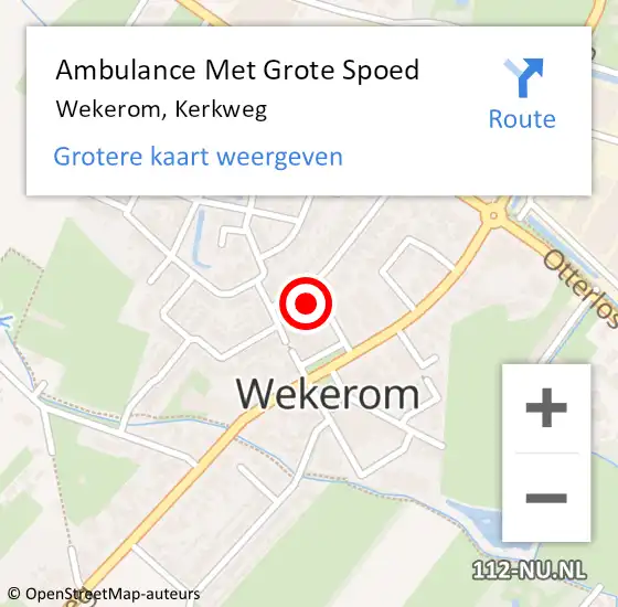 Locatie op kaart van de 112 melding: Ambulance Met Grote Spoed Naar Wekerom, Kerkweg op 25 december 2013 23:39