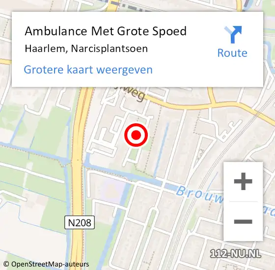 Locatie op kaart van de 112 melding: Ambulance Met Grote Spoed Naar Haarlem, Narcisplantsoen op 3 september 2016 03:59