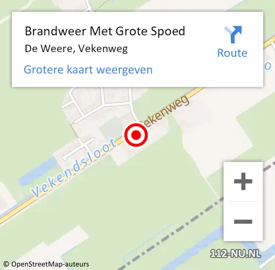 Locatie op kaart van de 112 melding: Brandweer Met Grote Spoed Naar De Weere, Vekenweg op 3 september 2016 04:10