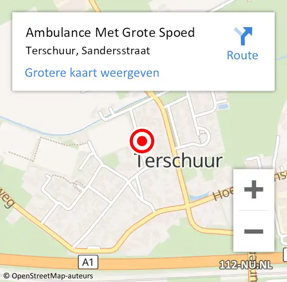 Locatie op kaart van de 112 melding: Ambulance Met Grote Spoed Naar Terschuur, Sandersstraat op 3 september 2016 08:28