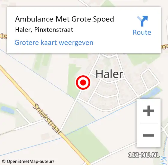 Locatie op kaart van de 112 melding: Ambulance Met Grote Spoed Naar Haler, Pinxtenstraat op 3 september 2016 08:28