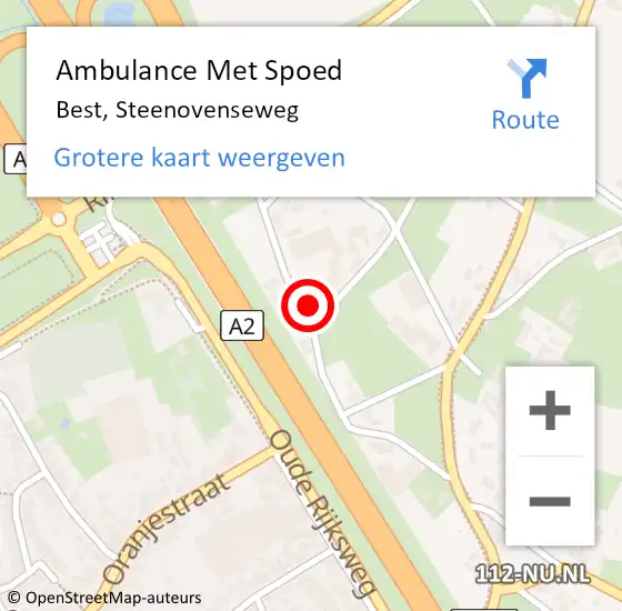 Locatie op kaart van de 112 melding: Ambulance Met Spoed Naar Best, Steenovenseweg op 3 september 2016 09:41