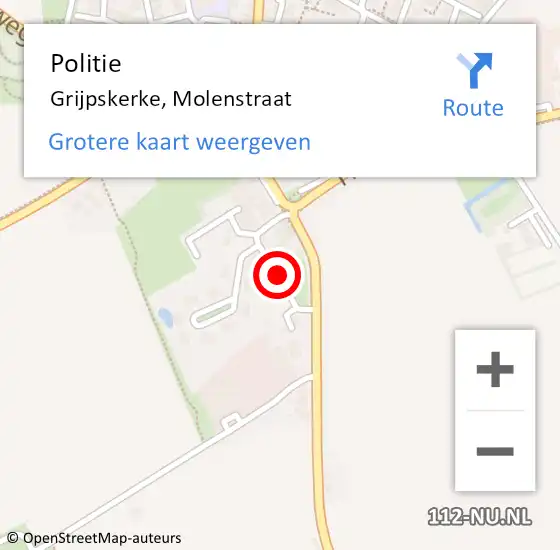Locatie op kaart van de 112 melding: Politie Grijpskerke, Molenstraat op 3 september 2016 10:43