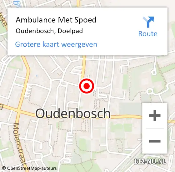 Locatie op kaart van de 112 melding: Ambulance Met Spoed Naar Oudenbosch, Doelpad op 3 september 2016 10:45