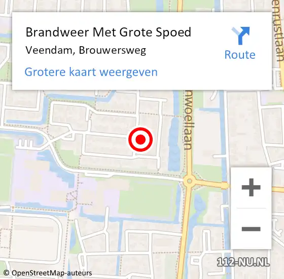 Locatie op kaart van de 112 melding: Brandweer Met Grote Spoed Naar Veendam, Brouwersweg op 3 september 2016 12:12