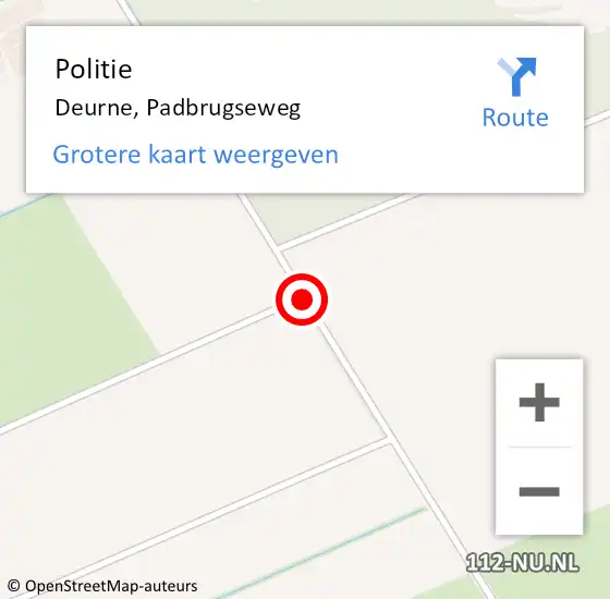 Locatie op kaart van de 112 melding: Politie Deurne, Padbrugseweg op 3 september 2016 12:55