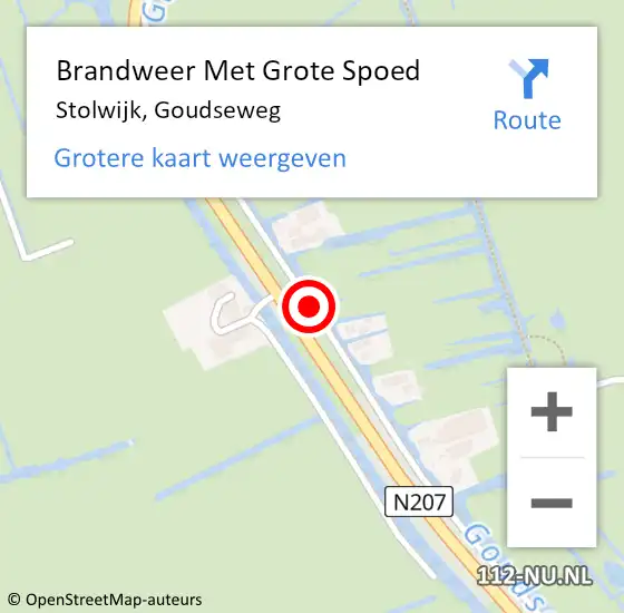 Locatie op kaart van de 112 melding: Brandweer Met Grote Spoed Naar Stolwijk, Goudseweg op 3 september 2016 12:56