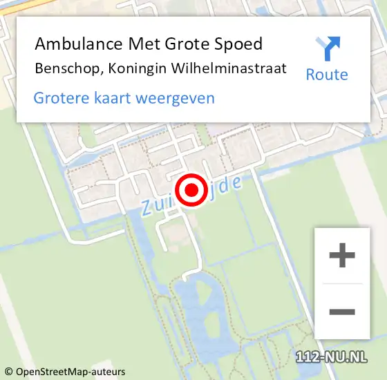 Locatie op kaart van de 112 melding: Ambulance Met Grote Spoed Naar Benschop, Koningin Wilhelminastraat op 3 september 2016 13:22