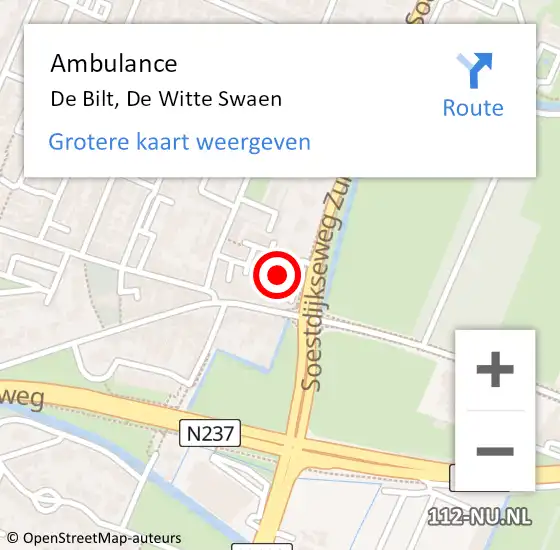 Locatie op kaart van de 112 melding: Ambulance De Bilt, De Witte Swaen op 3 september 2016 13:27