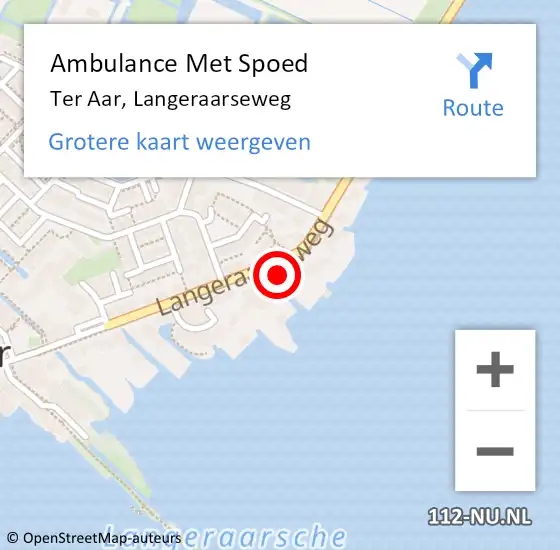 Locatie op kaart van de 112 melding: Ambulance Met Spoed Naar Ter Aar, Langeraarseweg op 3 september 2016 13:39