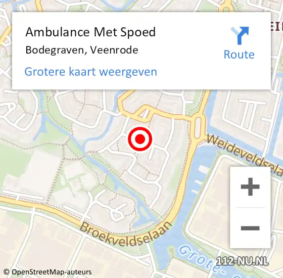 Locatie op kaart van de 112 melding: Ambulance Met Spoed Naar Bodegraven, Veenrode op 3 september 2016 14:06