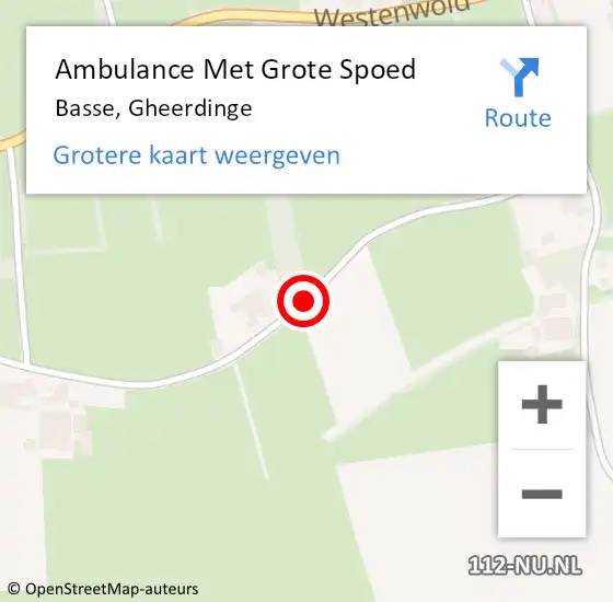 Locatie op kaart van de 112 melding: Ambulance Met Grote Spoed Naar Basse, Gheerdinge op 3 september 2016 14:43