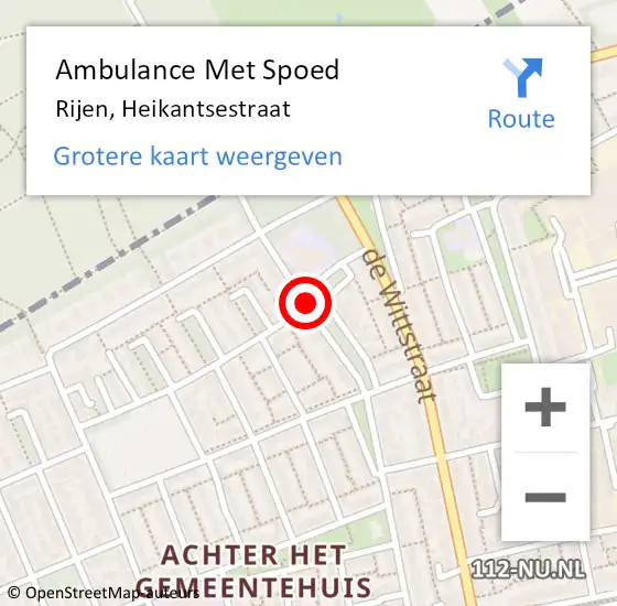 Locatie op kaart van de 112 melding: Ambulance Met Spoed Naar Rijen, Heikantsestraat op 3 september 2016 14:48