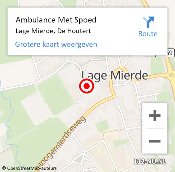 Locatie op kaart van de 112 melding: Ambulance Met Spoed Naar Lage Mierde, De Houtert op 3 september 2016 14:57