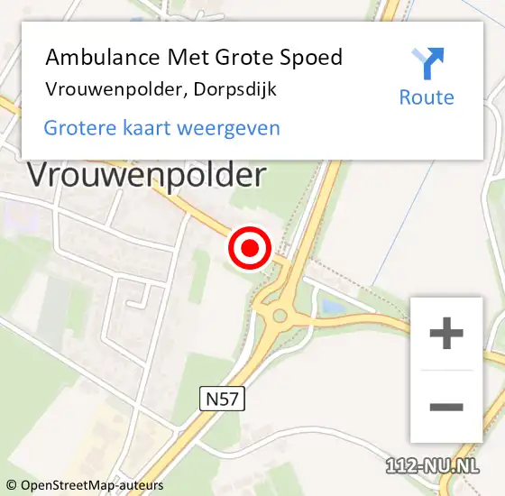 Locatie op kaart van de 112 melding: Ambulance Met Grote Spoed Naar Vrouwenpolder, Dorpsdijk op 3 september 2016 15:05