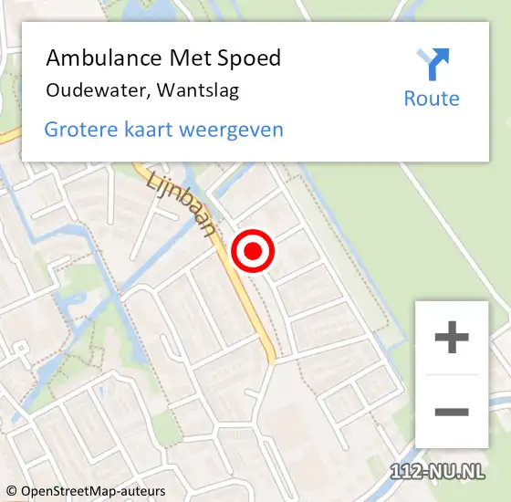 Locatie op kaart van de 112 melding: Ambulance Met Spoed Naar Oudewater, Wantslag op 3 september 2016 15:44