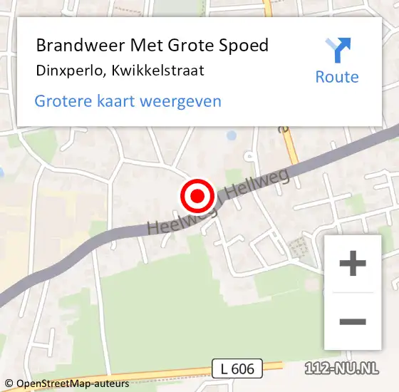 Locatie op kaart van de 112 melding: Brandweer Met Grote Spoed Naar Dinxperlo, Kwikkelstraat op 3 september 2016 16:29