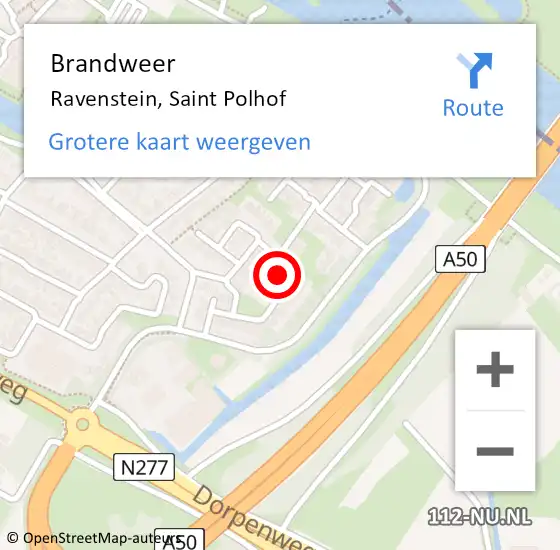 Locatie op kaart van de 112 melding: Brandweer Ravenstein, Saint Polhof op 3 september 2016 16:39